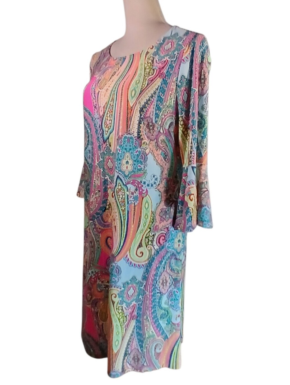 Tommy Hilfiger Figure Flattering Midi Dress Colorful Paisley Print Sz 12 - Picture 2 of 9